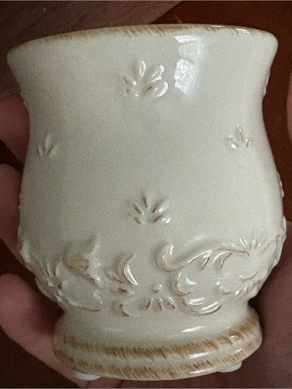 Yankee Candle Ceramic Votive Holder White Floral Pedestal Decorative